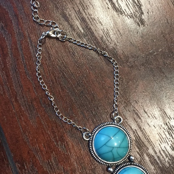 Boho Blue Stone Bracelet Finger Chain jewelry - Picture 5 of 7